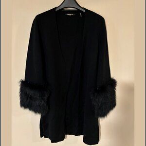 Kobi Halperin Fur Trim Open Cardigan